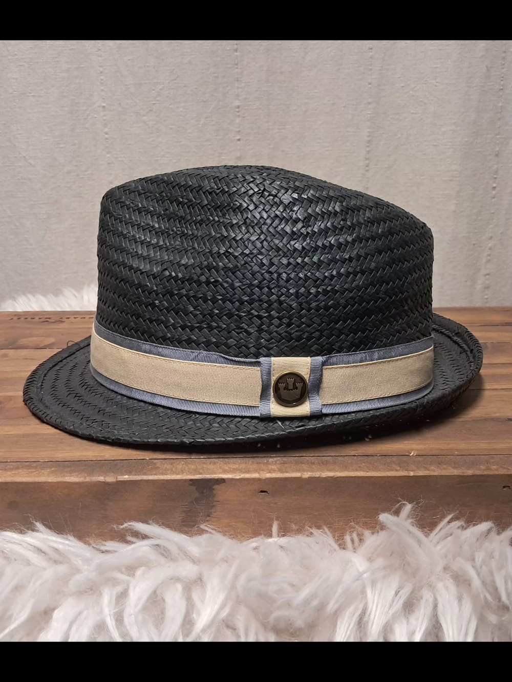 Goorin Bros Black Straw Fedora Size L